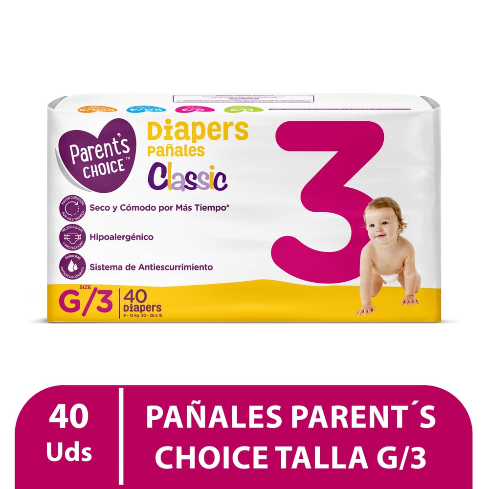 Parent'S Choice Pañales Classic Talla G/3 Pack 40