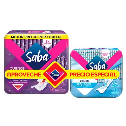 Toalla Saba Nocturna 32 +50 Protectores Diarios
