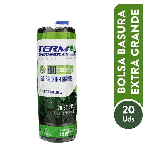 Bolsa Para Basura Biotermo Negra Extra Grande -20 Unidades