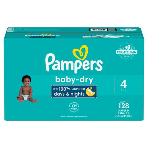 Pañales Pampers Baby Dry Talla 4 - 128 uds