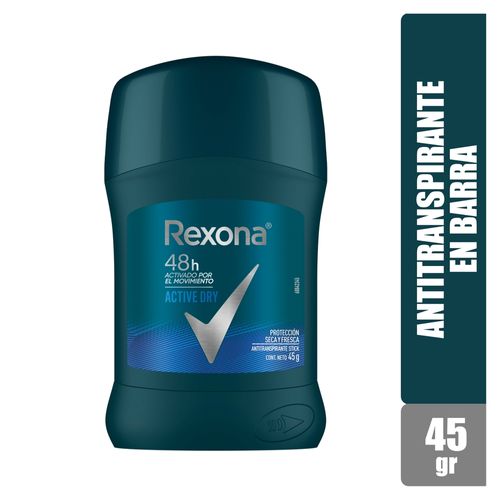 Desodorante Rexona Caballero Active Dry, Protección Seca Y Fresca Barra - 45g