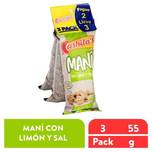 Maní Cashita's con limón y sal 3 pack - 165 g