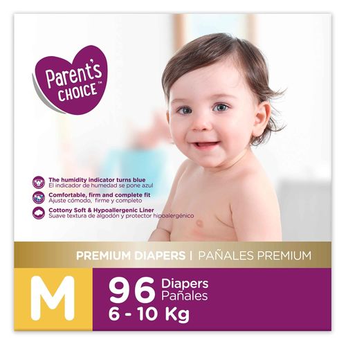 Pañal Parents Choice, Premium M -96 uds