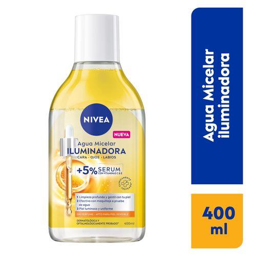 Agua micelar Nivea iluminadora para cara ojos y labios - 400 ml