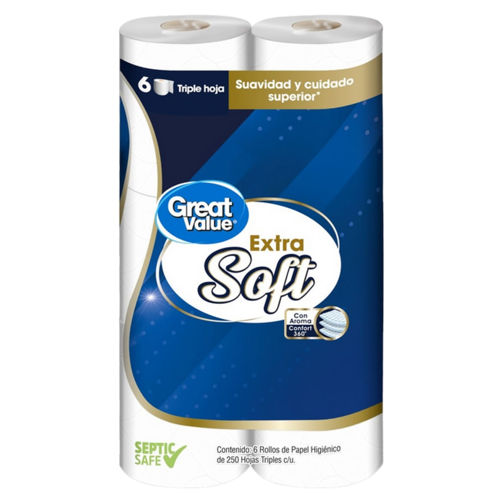 Great Value Papel Higienico Triple Hoja Extra Suave 6 Rollos