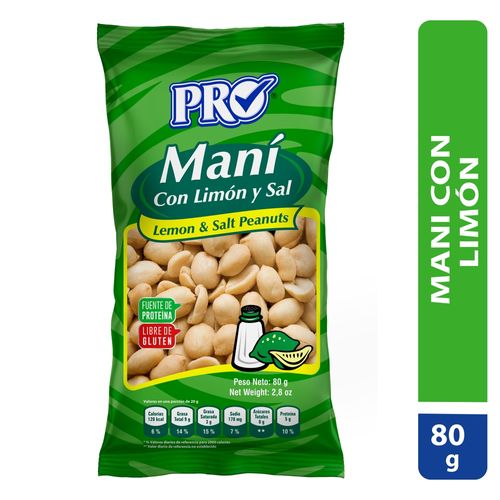 Maní Pro limón y sal -80 g