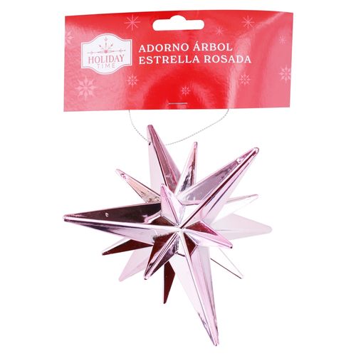 Adorno árbol Holiday Time estrella rosada