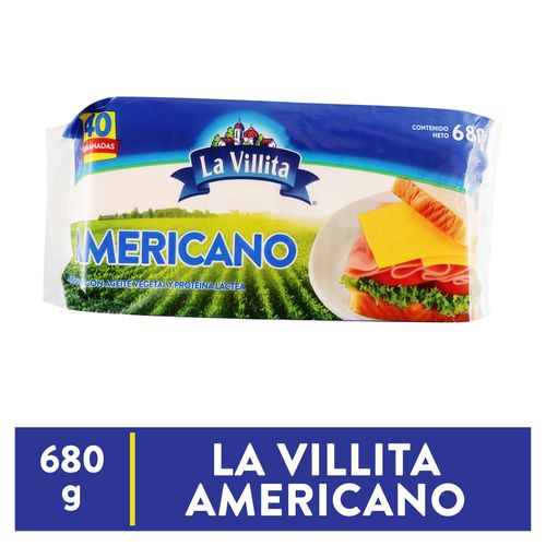Queso amarillo La Villita americano 40 Rebanadas - 680 g
