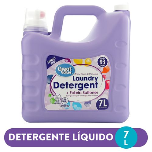 Detergente líquido Great Value para ropa con toque de suavizante -7000ml