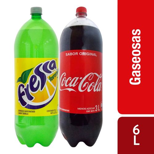 Gaseosas Coca Cola Regular + Fresca Regular 2 pack - 6 L