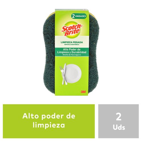 Esponja Scotch Brite Doble Uso Anatómica - 2 Uds