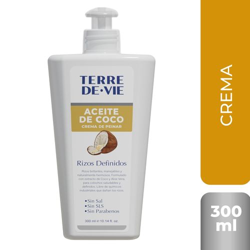 Crema para cabello Terre De Vie aceite de coco rizo definido - 300 ml