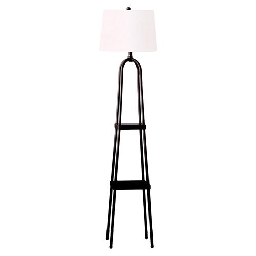 Lámpara Home Trends de pie negra con estantes