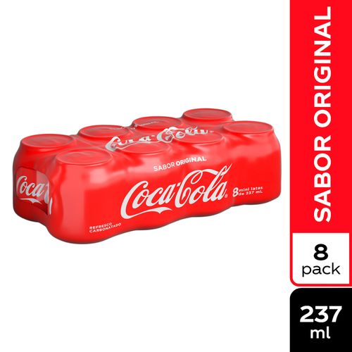Gaseosa Coca Cola Regular Mini Lata 8 pack - 1.896 L