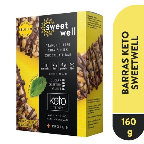 Barras Sweet Well mantequlla de maní chía y chocolate con leche - 160 g