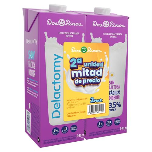 Leche Delactomy Dos Pinos 3.5%, 2Pack -946ml