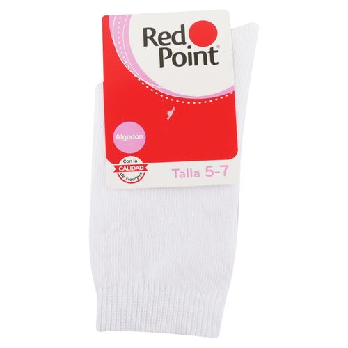 Calcetín Red Point Para Niña, Talla 5-7 Blanco