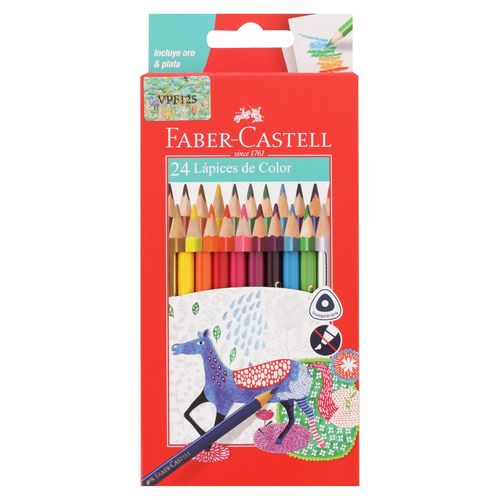 Lápices de color Faber Castell, triangulares -24 uds