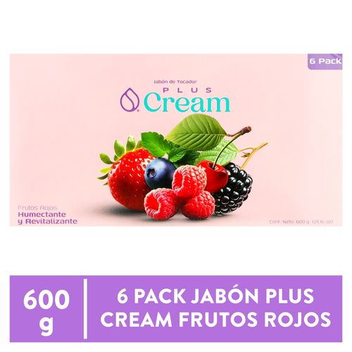 Jabón Plus Cream 6 Pack Fruto Rojo - 600 g