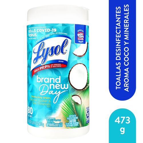 Toalla Lysol Desinfectante Coconut - 80 uds