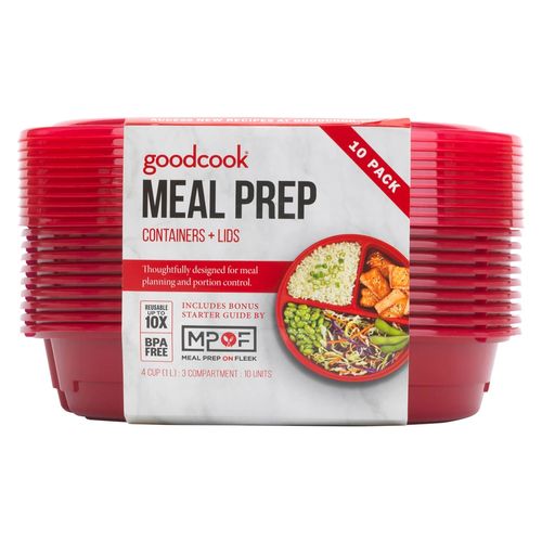Envases Good Cook con 3 Divisiones Redondo 10 Pack