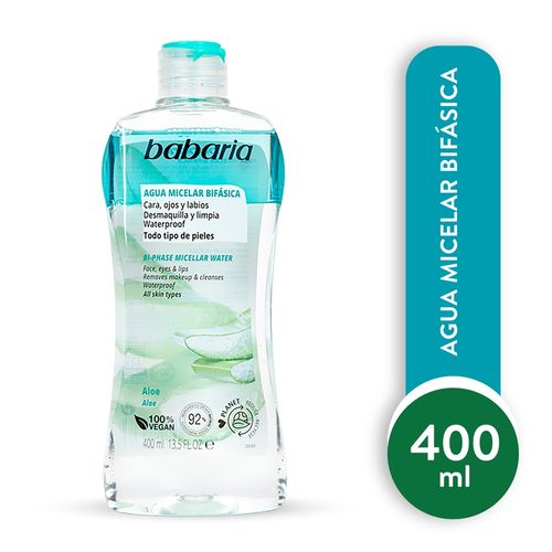 Agua Micelar Babaria, Bifásica Aloe Vera - 400 ml