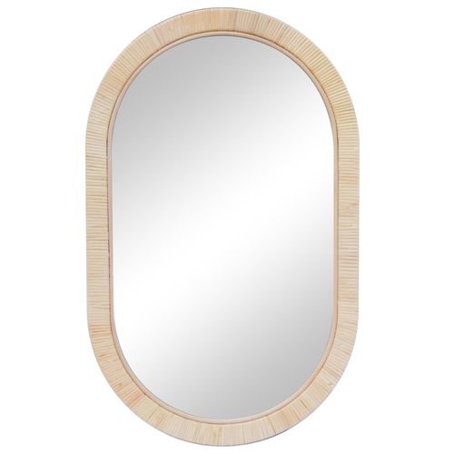 Espejo Home Trends diseño pildora rattan - 80 cm