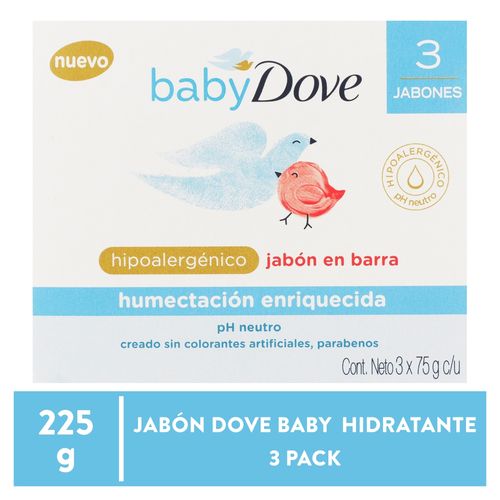 Jabón Barra Dove Baby Hidratación, 3 Pack - 75g