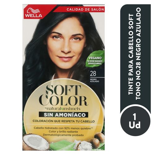 Tinte para cabello Soft Color kit sin amoniaco tono no.28 negro azulado - 1 Ud