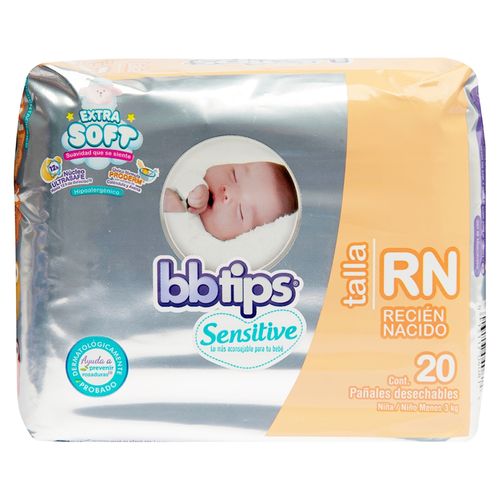 Pañales BB Tips Sens Recien Nacido 20 unidades