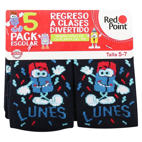 Calcetin Nino Escolar 0962 5P 5 7 Azul