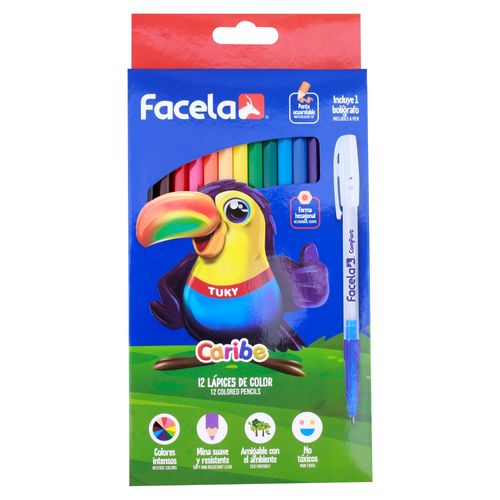 Lapices Colores Facela Caribe - 12 Unidad