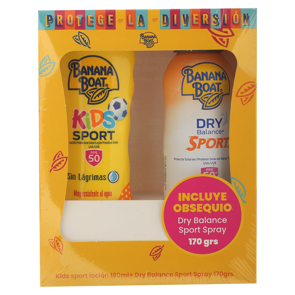 Banana Boat Protector Solar kids más dry balance sport pack 350 ml