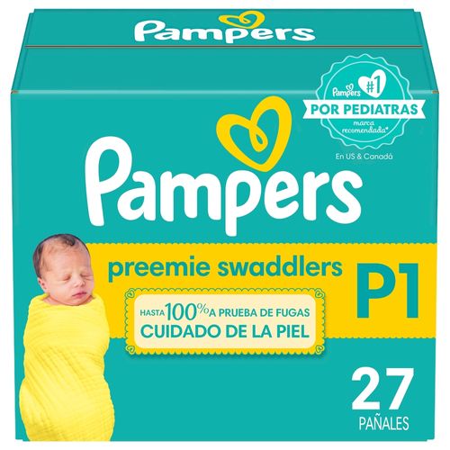 Pañales Pampers Preemie Swaddlers Talla P-1, 2,7kg -27uds