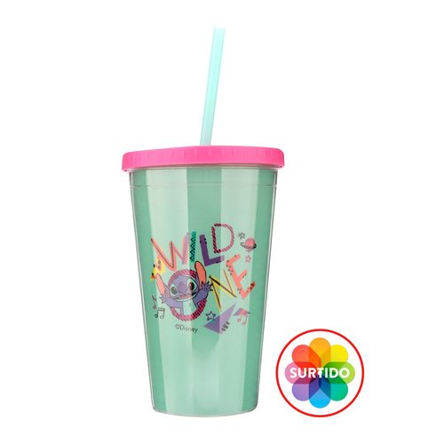 Vaso con pajilla Lilo & Stitch con capacidad - 450 ml