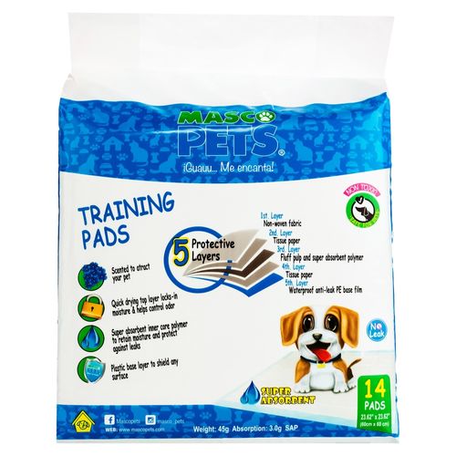Pads de entrenamiento Masco Pets absorbente - 14 pzas