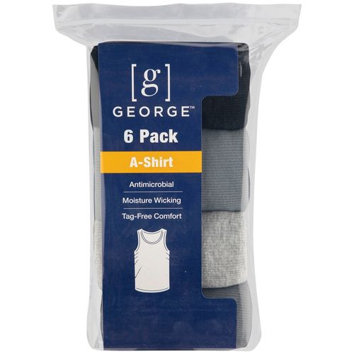 Camisetas para caballero George sin mangas color gris y negro - Talla M - 6 Pack