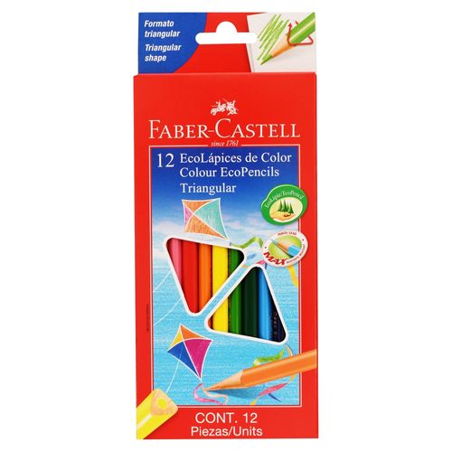 Lápiz de color Faber Castell, Ecolápices Triangular -12 uds