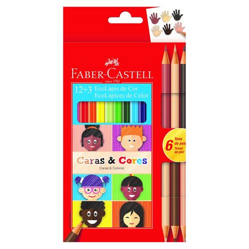 Lápiz de color Faber Castell, Ecolápices Caras & Colores-12 uds