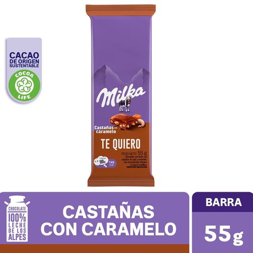 Chocolate  Milka relleno de castañas con caramelo - 55 g