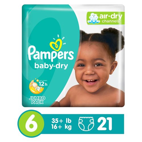 Pañal Pampers Baby Dry Talla 6 Jumbo - 21 Unidades