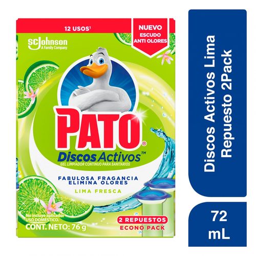 Limpiador Baños Pato Discos Activos Cítrico Repuesto 72 ml