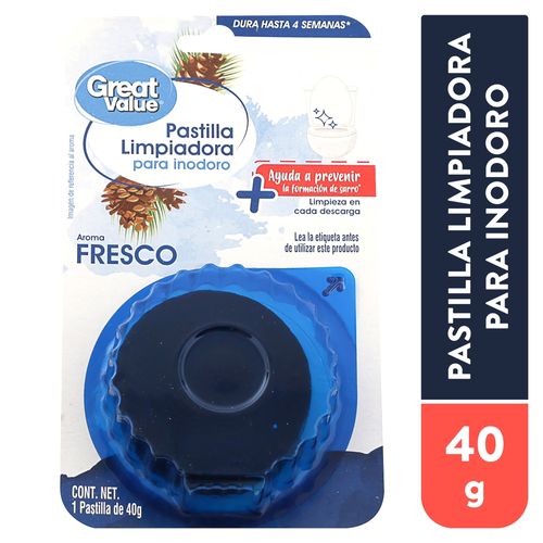 Pastilla Inodoro Great Value Azul 40gr