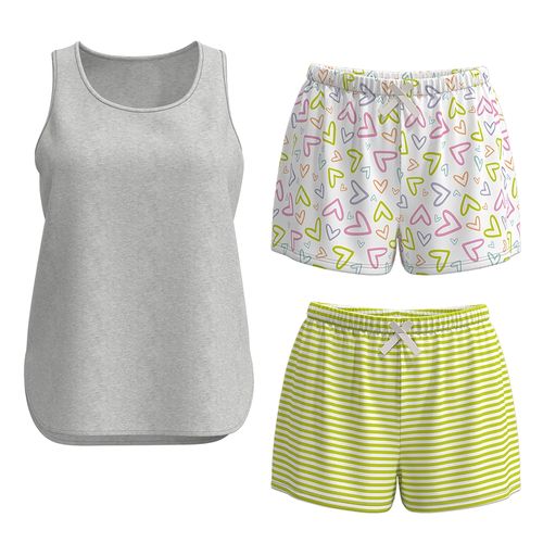 Pijama Set Short Sm Dama Bvld 3 Pcs 692