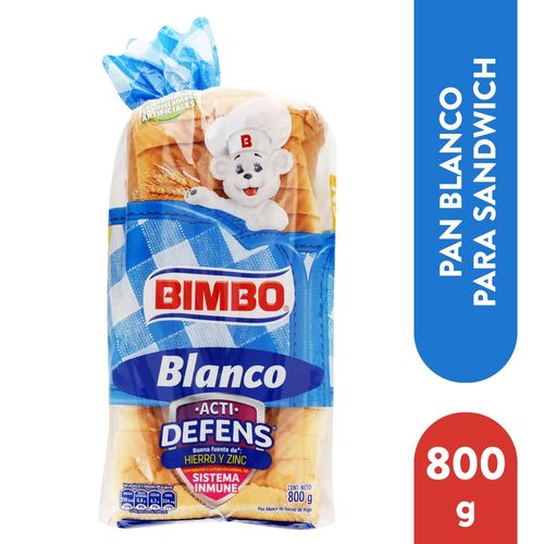 Pan Bimbo, Sándwich Cuadrado Blanco- 800g