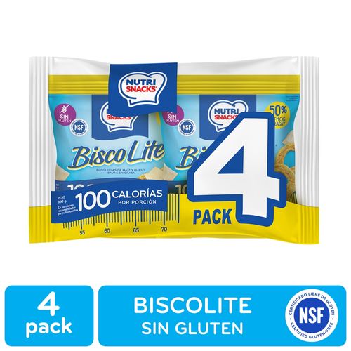 Rosquillas Nutrisnacks Maíz Y Queso Biscolite, Paquete 4 Pack - 100 g