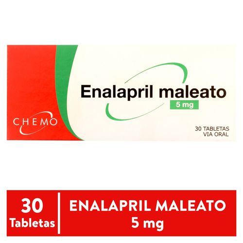 Enalaprol Chemo 5 mg caja 30 tabletas - Precio indicado por tableta