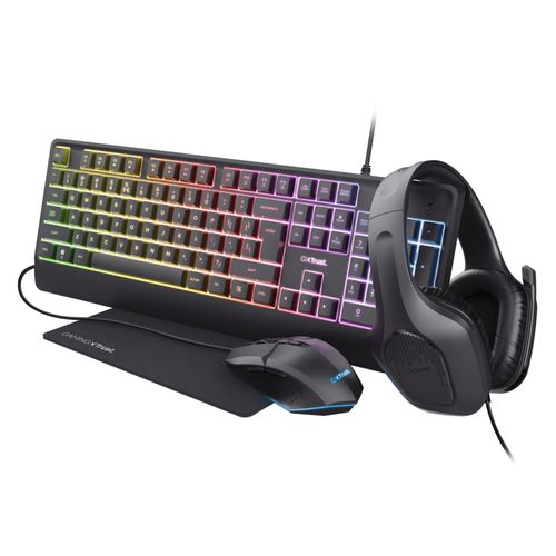 Teclado, Mouse y Almohada Gaming Trust  Color Negro