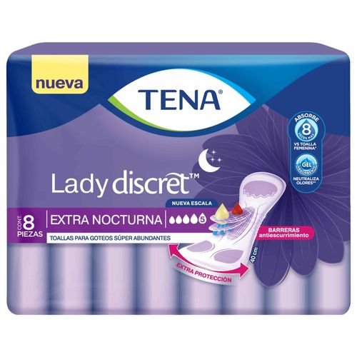 Toallas Para Incontinencia Tena ® Lady Discret Extra Nocturna - 8 Unidades