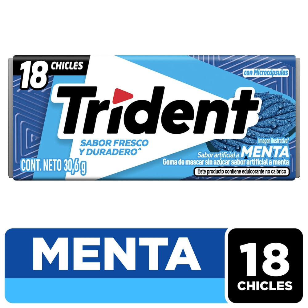 Trident Chicle sin azúcar sabor menta Pack 18 30 g